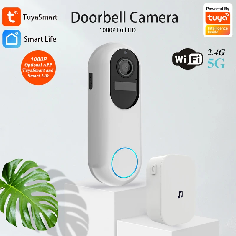 Home Security Doorbell Camera - Tuya Smart Video Doorbell Waterproof Night