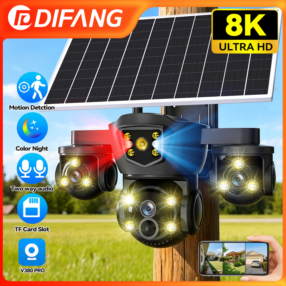 Home Security Outdoor Camera System - V380 Pro New 20MP WIFI Solar