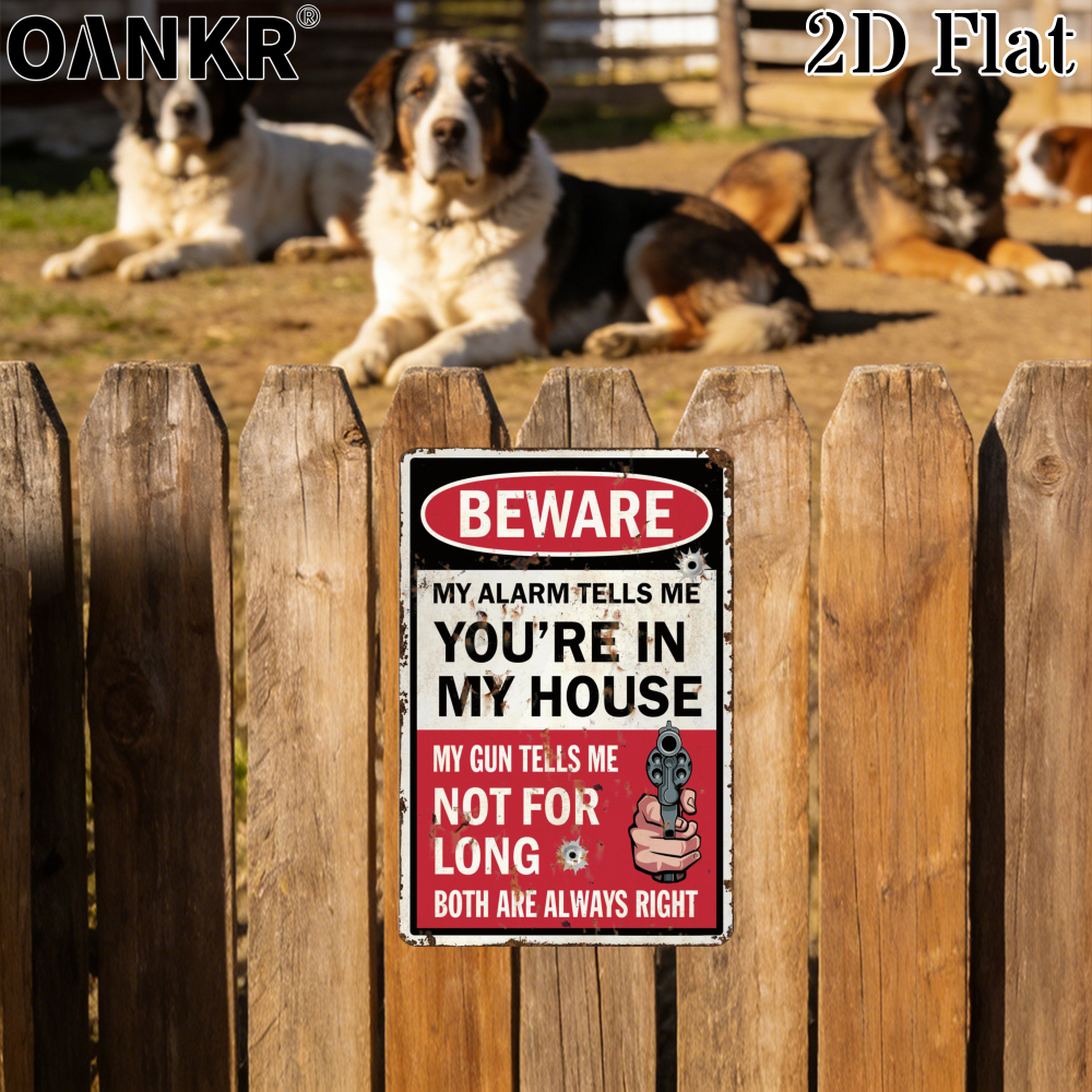 Home Security In My Area - Beware Funny Security Metal Tin Sign,