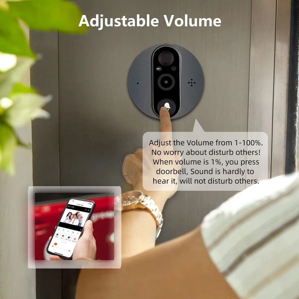 3MP WiFi Smart Tuya Peephole 5 - Home Security Doorbell Camera ulasan dan harga