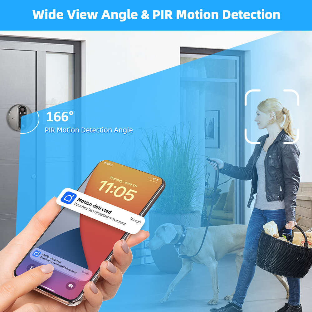 3MP WiFi Smart Tuya Peephole 5 - Home Security Doorbell Camera ulasan dan harga