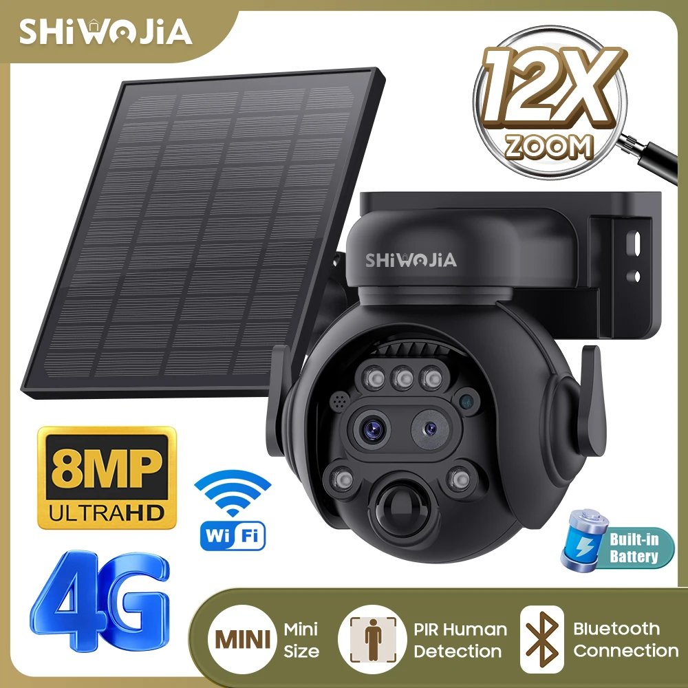 SHIWOJIA 12X Zoom 4G LTE Solar - Home Security Outdoor Camera System ulasan dan harga
