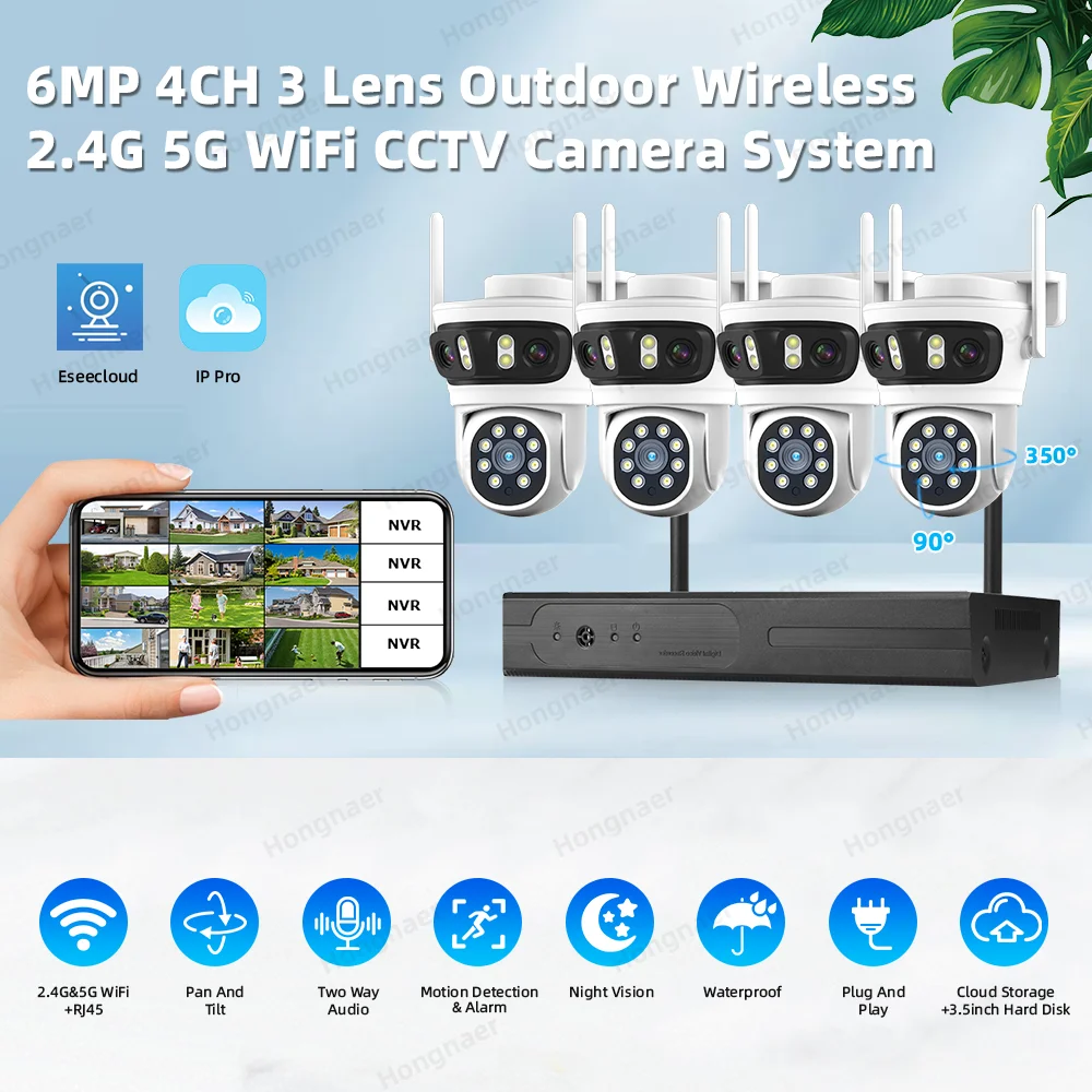 2026 Hongnaer 6MP 4CH 3 Lens 2 - Home Security And Camera Systems ulasan dan harga