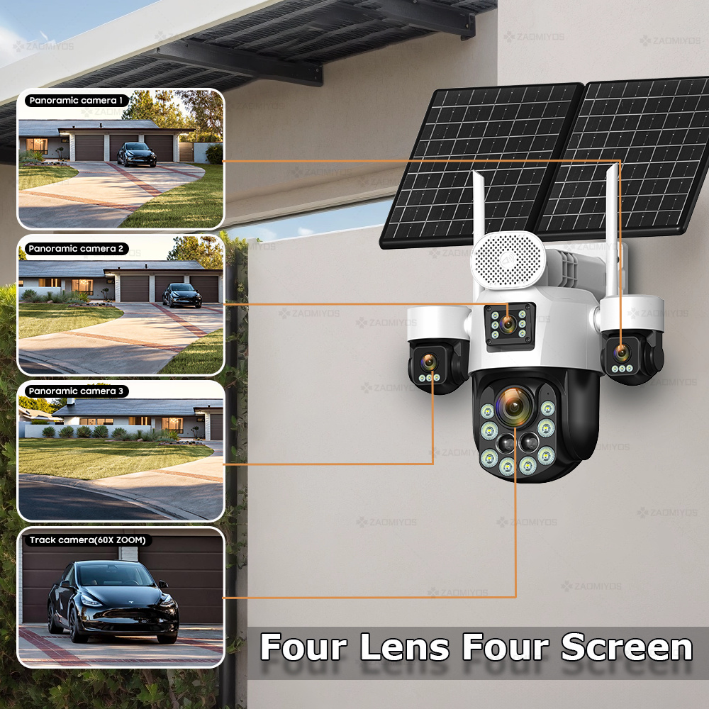 4 Lens Outdoor 360° Surveillan - Home Security Outdoor Camera System ulasan dan harga