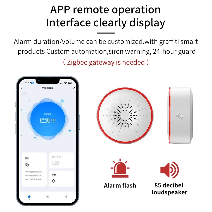 Tuya ZigBee Smart Siren 85DB W - Home Security Siren ulasan dan harga