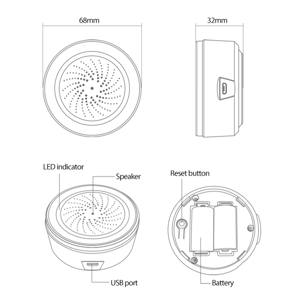 Tuya Zigbee Sound Light Sensor - Home Security Siren ulasan dan harga