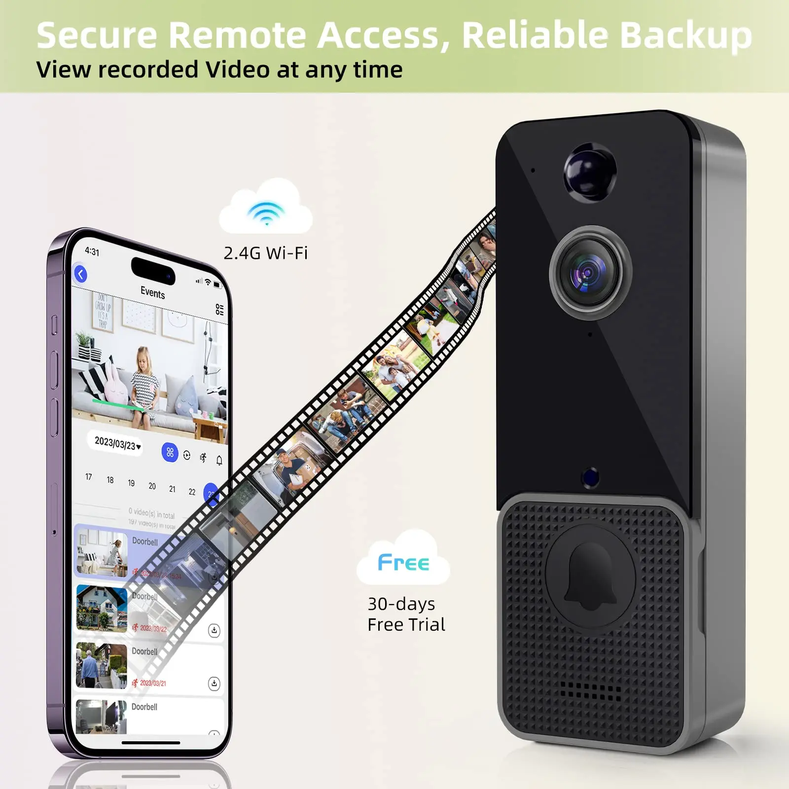 Wireless WiFi Video Doorbell C - Home Security Doorbell Camera ulasan dan harga
