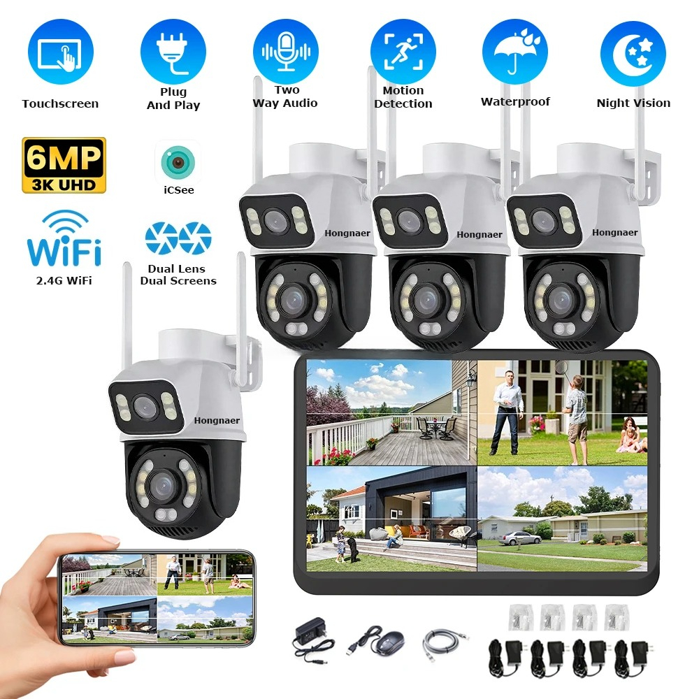 Hongnaer 6MP 4CH Dual Lens Hom - Home Security And Camera Systems ulasan dan harga