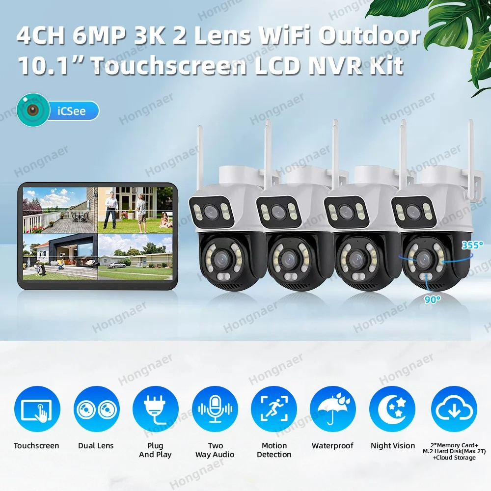 Hongnaer 6MP 4CH Dual Lens Hom - Home Security And Camera Systems ulasan dan harga