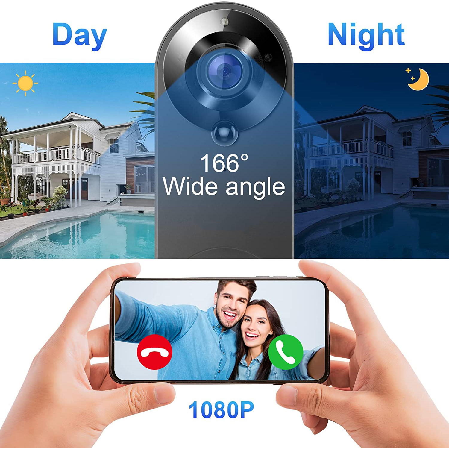 5G 2.4G WiFi Video Doorbell 10 - Home Security Doorbell Camera ulasan dan harga