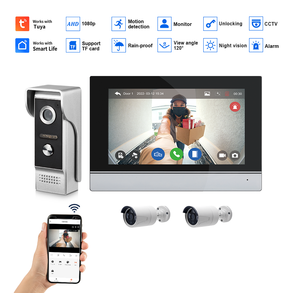 7Inch IPS Screen 2MP  Tuya Rem - Home Security Doorbell Camera ulasan dan harga